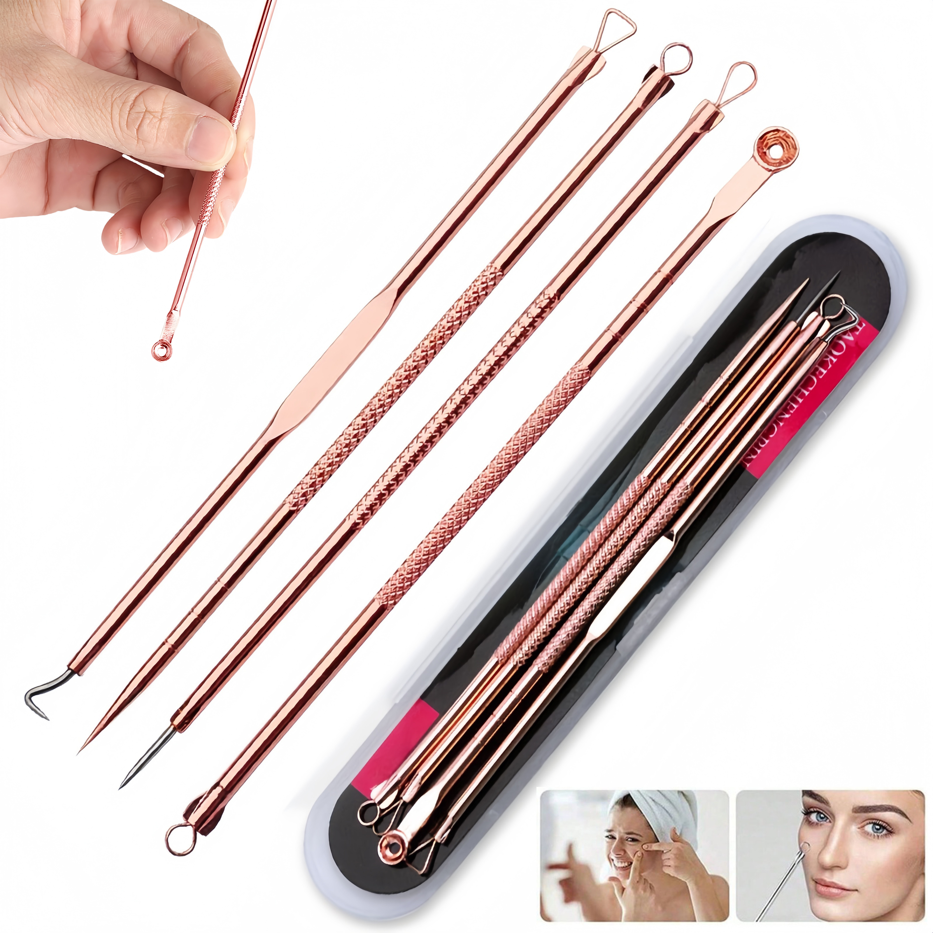 Luxury Skincare Acne - 4Pcs Remover Pimple Comedone Extractor Tool