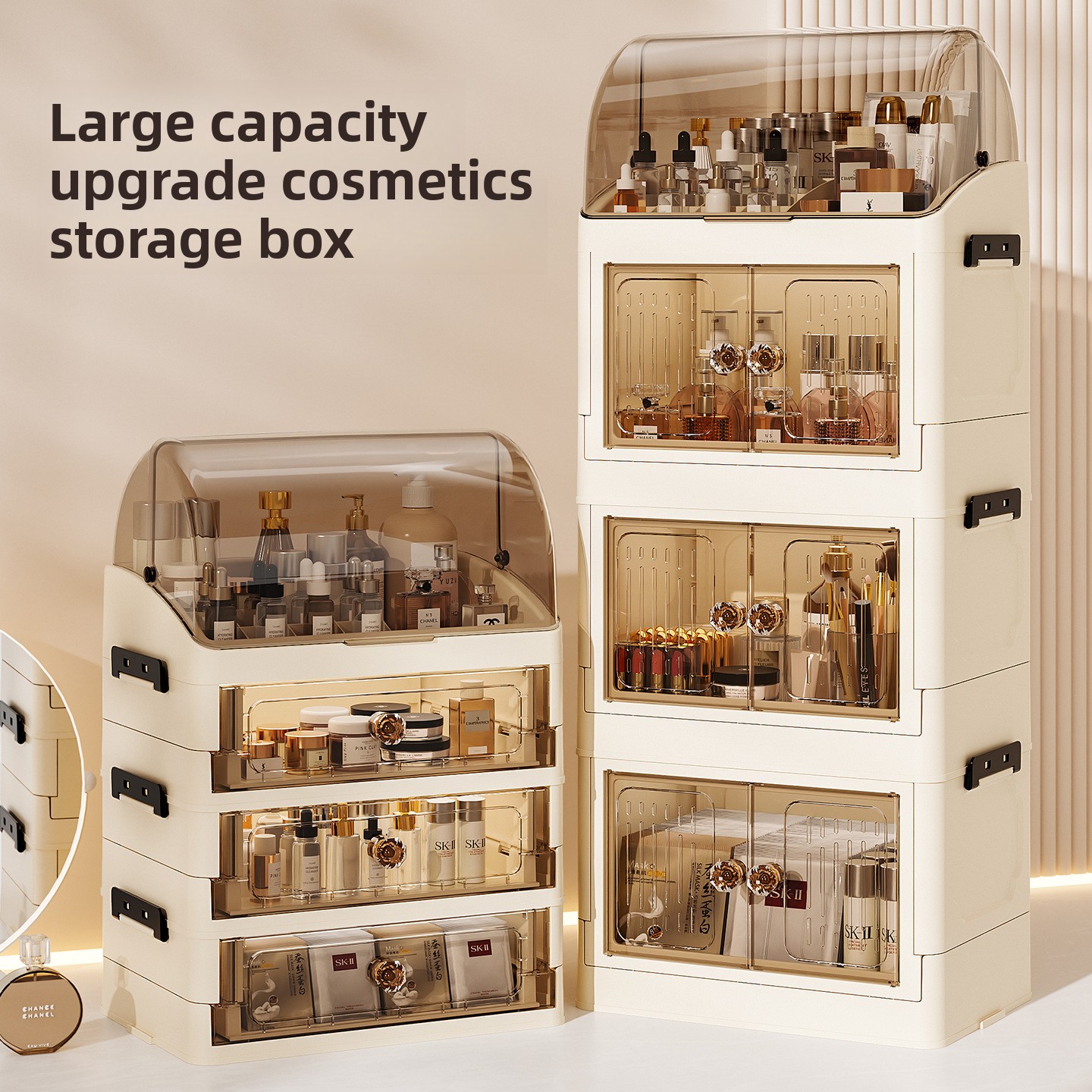 Luxury Skincare Containers - Luxury covered cosmetics storage box, drawer