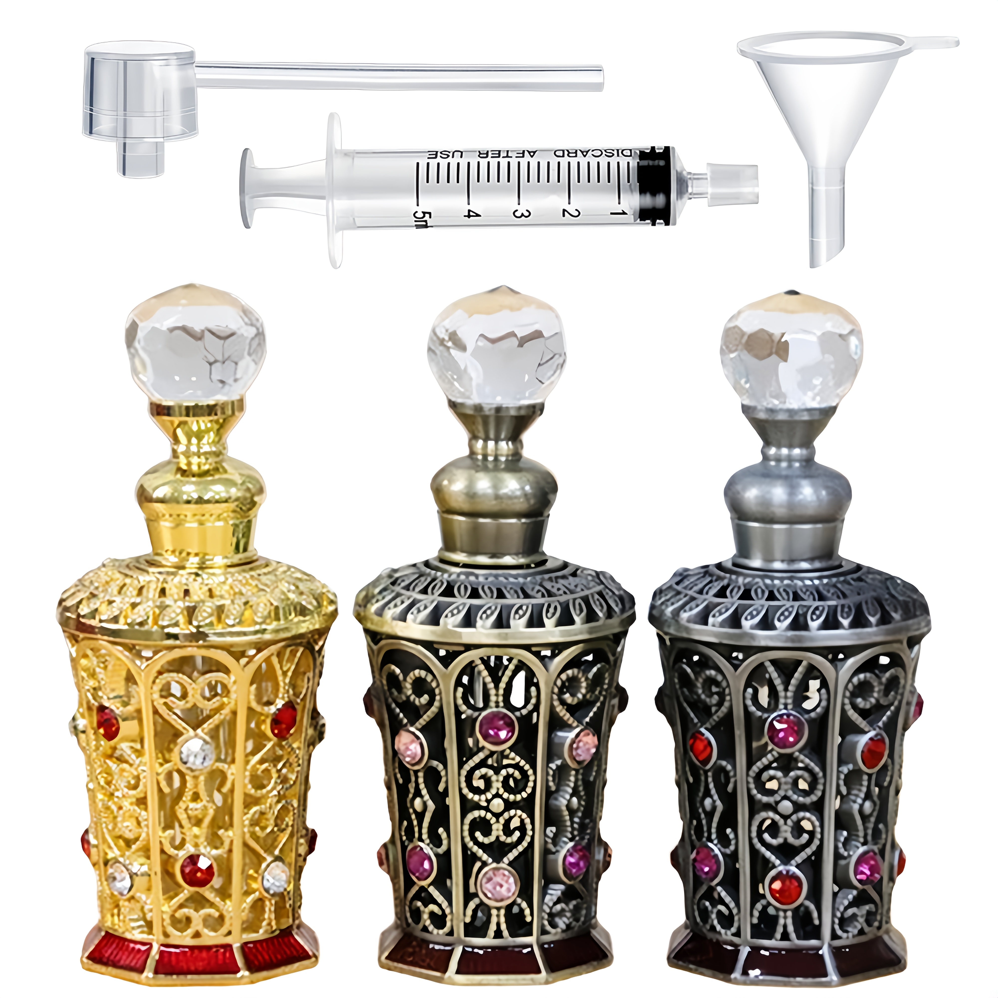 Luxury Gold Skincare - A Set of Vintage-Style Dispensing Bottles,