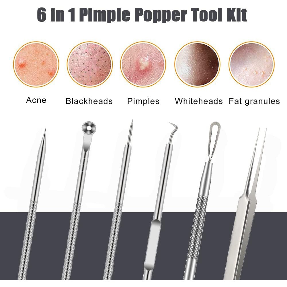 6PCS Pimple Removal Tool Black - Luxury Skincare Acne recensie en prijs
