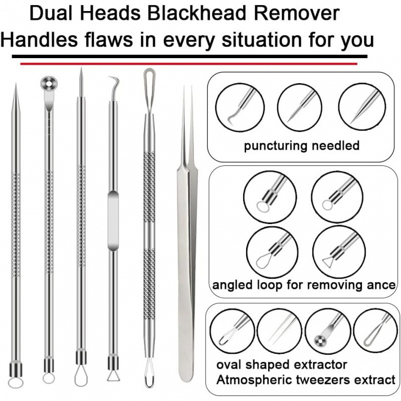 6PCS Pimple Removal Tool Black - Luxury Skincare Acne recensie en prijs