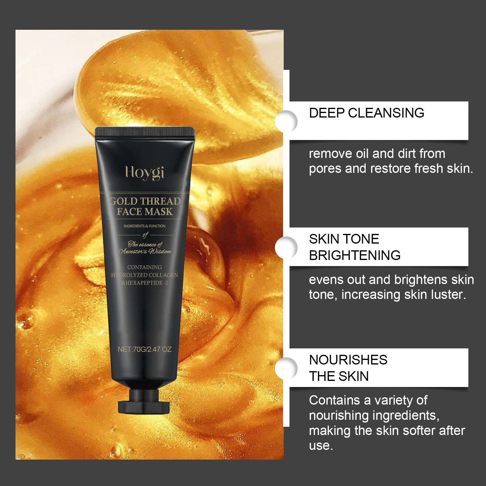 HOYGI 24K Gold Peeling Face Ma - Luxury Gold Skincare recensie en prijs